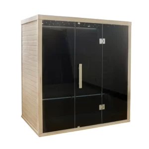 Sauna JIP180 with black glasses, pictured from the side.